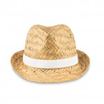 cappelli di paglia personalizzati con logo color bianco seconda vista