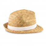cappelli di paglia personalizzati con logo color bianco terza vista