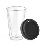 Bicchieri d'asporto personalizzati in vetro colore nero terza vista
