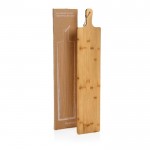 Tagliere promozionale dalla forma allungata color legno vista con scatola