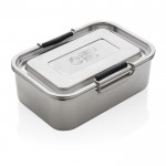 Lunch box personalizzabile in acciaio inox color argento seconda vista con logo