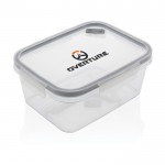 Lunch box sostenibile prodotto in Europa color transparente seconda vista con logo