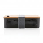 Lunchbox in PP riciclato con coperchio in bambù color nero quarta vista