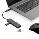 Multi porta USB in alluminio e plastica riciclata color grigio scuro seconda vista