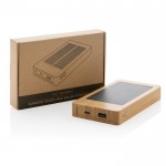 Powerbank con pannelli solari in bambù FSC® da 10.000 mAh color marrone con scatola