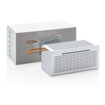 Caricatore wireless integrato in speaker colore argento con scatola