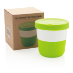 Tazzine caffé personalizzate con logo color verde con scatola