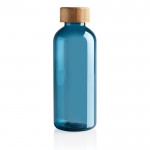 Bottiglietta in RPET con tappo in bambù color blu seconda vista