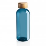 Bottiglietta in RPET con tappo in bambù color blu quinta vista
