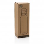Bottiglie acqua personalizzate con tappo in bambù color transparente seconda vista con scatola