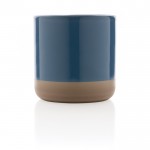 Tazza in ceramica con base cotta al naturale color blu quarta vista