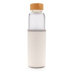 Bottiglia in vetro con fascia in PU colore bianco