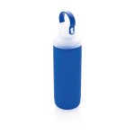 Bottiglia di vetro con custodia in silicone colore blu