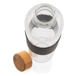 Bottiglia di vetro personalizzabile con tappo in legno