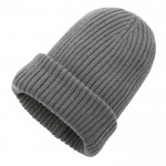 Cappello invernale a maglia doppia color grigio scuro terza vista