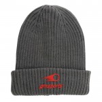 Cappello invernale a maglia doppia color grigio scuro seconda vista con logo