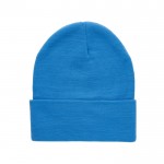 Cappello invernale ecologico con risvolto color azzurro seconda vista