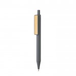 Penne ad inchiostro blu con clip in bambù color grigio scuro