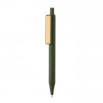 Penne ad inchiostro blu con clip in bambù color verde scuro