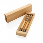 Set da scrittura in scatola di bambù FSC color legno con scatola