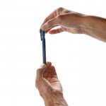 Penna in ABS riciclato con blocco sicuro ed inchiostro blu Dokumental® color blu sesta vista