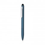 Penna in alluminio riciclato con gommino touchscreen e inchiostro blu color blu reale