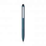 Penna in alluminio riciclato con gommino touchscreen e inchiostro blu color blu reale seconda vista