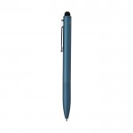 Penna in alluminio riciclato con gommino touchscreen e inchiostro blu color blu reale terza vista