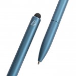 Penna in alluminio riciclato con gommino touchscreen e inchiostro blu color blu reale quarta vista
