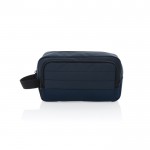 Beauty case in rPET con ampio scomparto, tasca esterna e manico color blu mare seconda vista