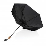 Ombrello automatico con manico in bambù color nero terza vista