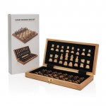 Lussuoso set di scacchi personalizzato color marrone vista con scatola