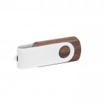 USB in legno scuro con clip bianco