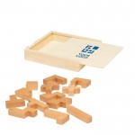 Puzzle rompicapo con 14 pezzi in legno in scatola vista area di stampa