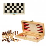 Set per scacchi, dama e backgammon in legno di pino pregiato vista area di stampa