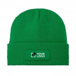 Cappello invernale con patch personalizzabile con logo di colore verde