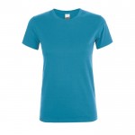 T shirt donna con logo da 150 g/m² colore azzurro ciano