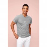 T shirt pubblicitarie con scollo a V colore grigio chiaro jensato vista con personalizzazione