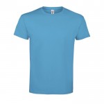 Colorate t shirt pubblicitarie con logo colore azzurro ciano