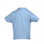 T shirt con stampa personalizzata colore azzurro pastello vista posteriore