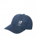 cappelli con logo personalizzato in denim vista area di stampa