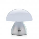 Lampada da tavolo portatile con funzione touch e luce calda e bianca color grigio vista area di stampa