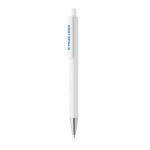 Penna moderna in alluminio riciclato con inchiostro blu Dokumental® color bianco vista area di stampa