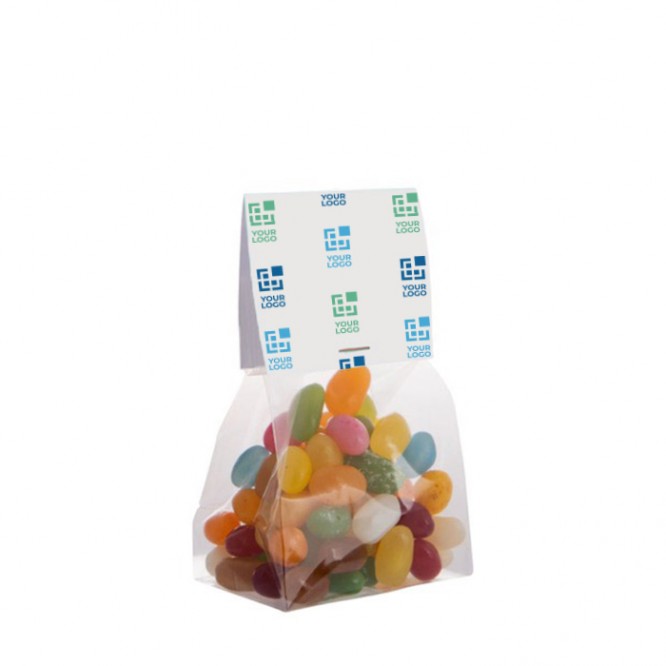 Caramelle Jelly Beans in bustina da 100g con etichetta