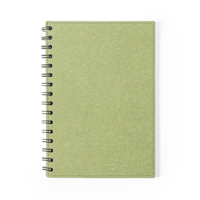 Quaderno con spirale in cartone riciclato color verde