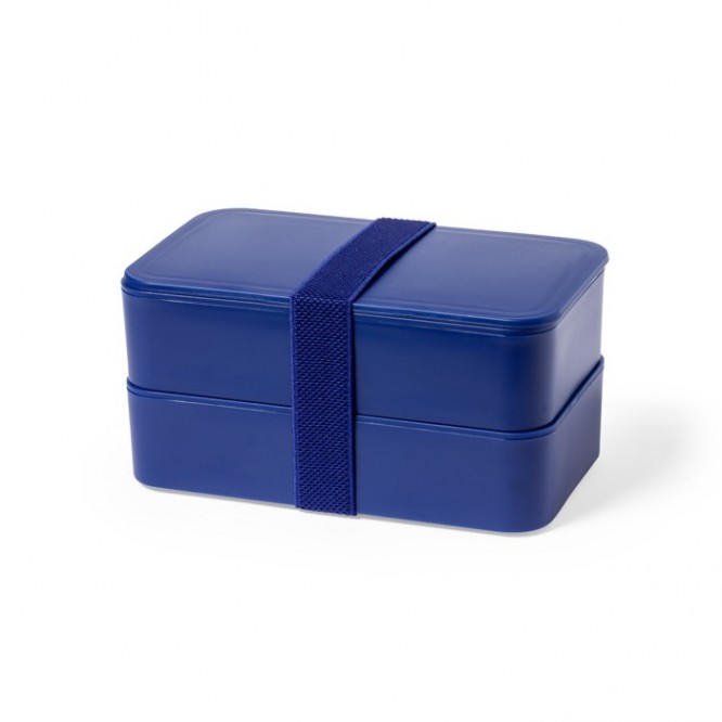 Lunch box con doppio scomparto e posate color blu mare prima vista