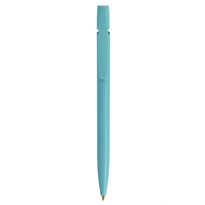 Penne di plastica colorata con logo color turchese