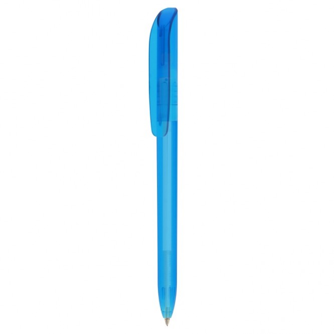 Penna a sfera con corpo trasparente color azzurro