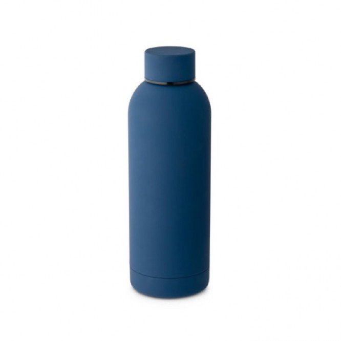 Bottiglia con finitura esterna gommata color blu mare