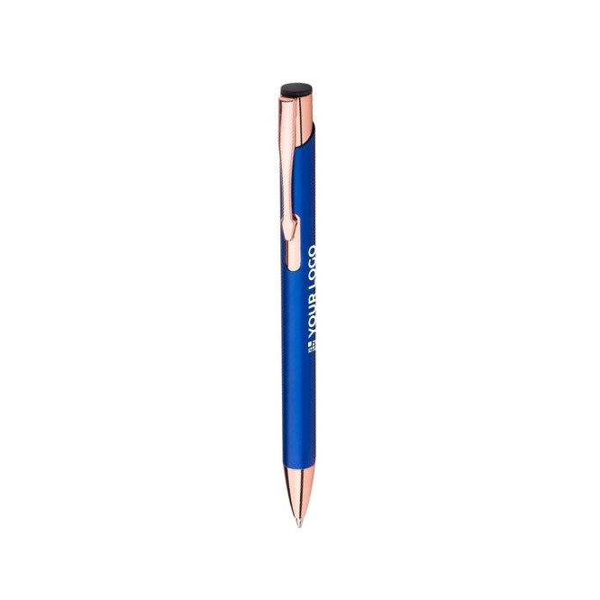 Penna in alluminio con dettagli in oro rosa inchiostro blu
